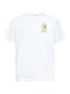 Casablanca White Graphic Print Ribbed Crewneck T-shirt In Multi