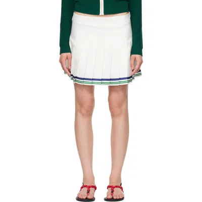Casablanca White Hotel Emblem Pleated Silk Miniskirt