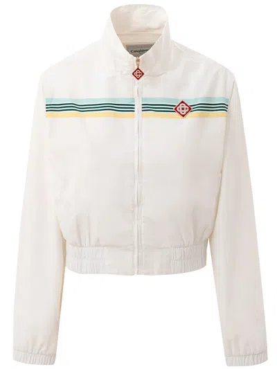 Casablanca White Jacket With Logo Patch  In Bianco