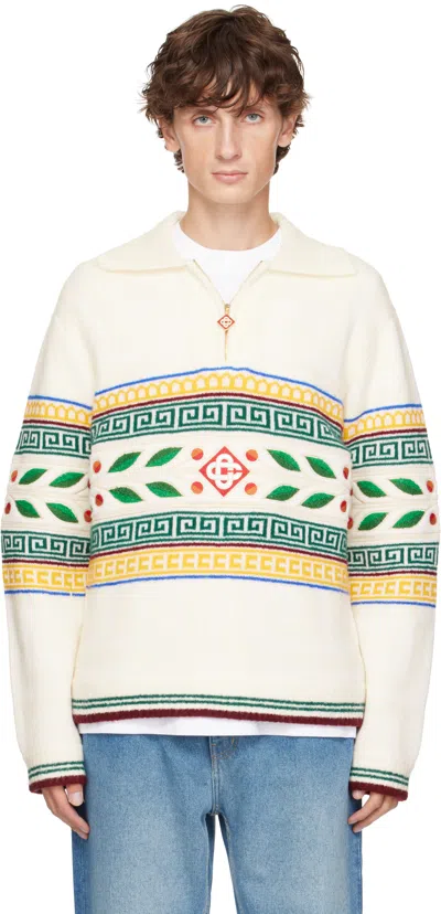 CASABLANCA WHITE LAUREL OLYMPIQUE SWEATER