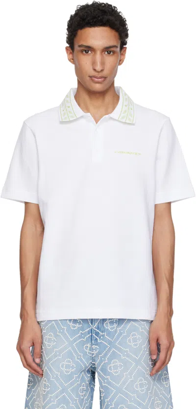 Casablanca White Laurel Piqué Polo