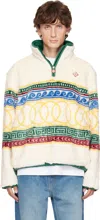 Casablanca Logo-appliquéd Leather-trimmed Jacquard Faux Fur Sweater In Les Anneaux