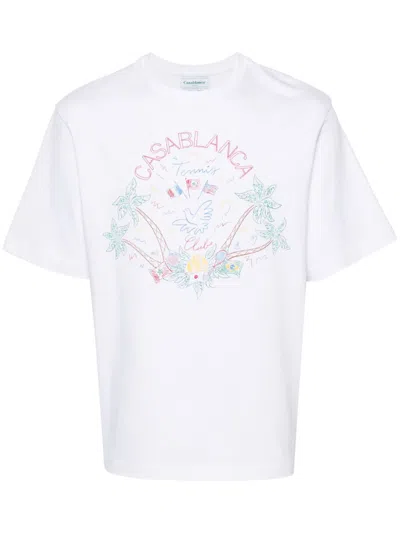 Casablanca White Logo Embroidery Organic Cotton T-shirt