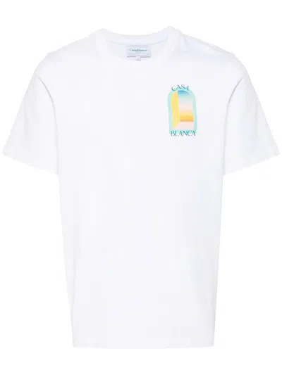 Casablanca White Logo Print Organic Cotton T-shirt