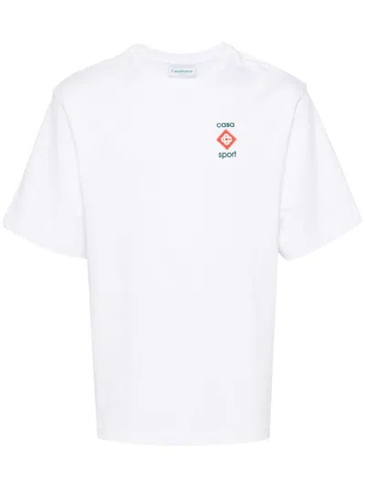 Casablanca White Logo Print Organic Cotton T-shirt