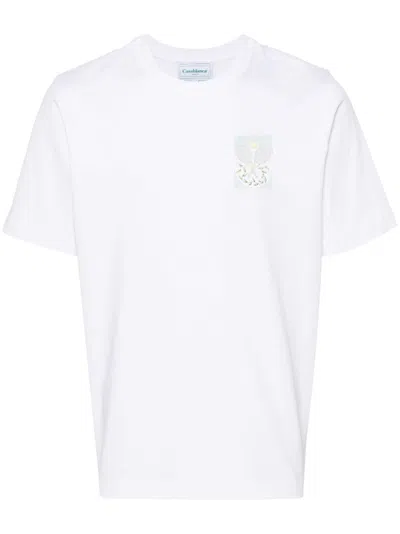 Casablanca White Logo Print Organic Cotton T-shirt