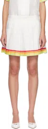 Casablanca White Mascot Pleated Silk Twill Miniskirt In White