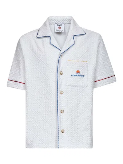 CASABLANCA WHITE MONOGRAM JACQUARD TOWELLING SHIRT