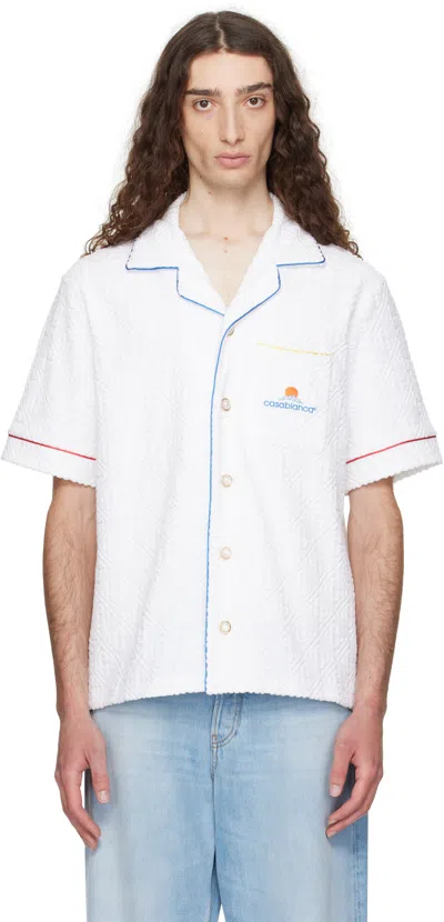 Casablanca Monogram-jacquard Towelling Cotton-blend Shirt In White
