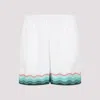 Casablanca Silk Twill Drawstring Shorts With Graphic Print In White