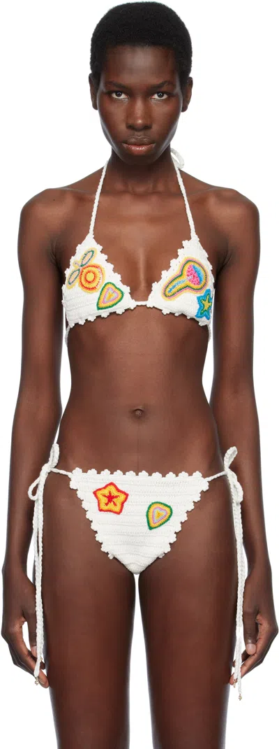 Casablanca White Motif Crochet Bikini Top
