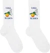 Casablanca White Orange Column Socks In Orange Column