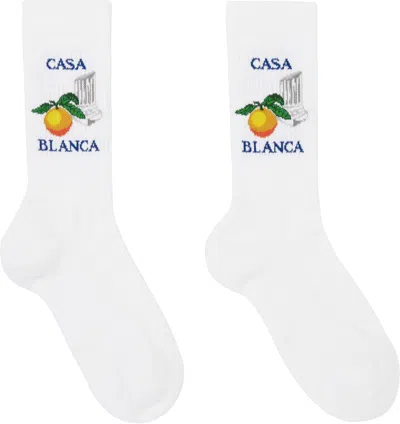 Casablanca White Orange Column Socks