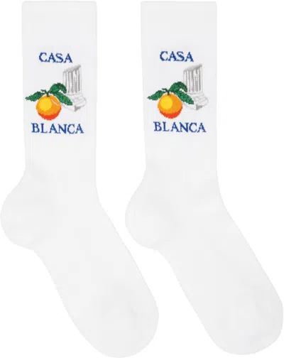 Casablanca White Orange Column Socks