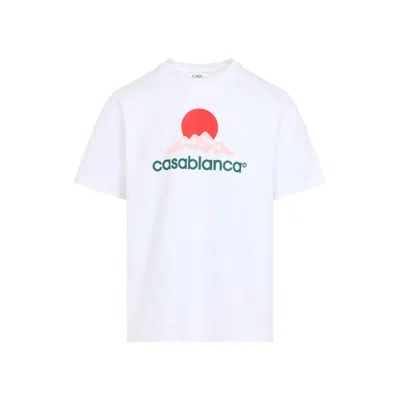 CASABLANCA WHITE ORGANI COTTON MOUNTAINS T-SHIRT