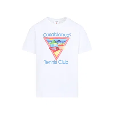 CASABLANCA WHITE ORGANIC COTTON TENNIS CLUB ICON T-SHIRT