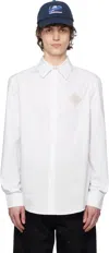 Casablanca White Pearl Diamond Patch Cotton Shirt In White