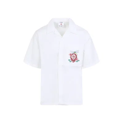 CASABLANCA WHITE PRINTED COTTON SHIRT