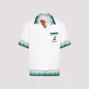 Casablanca Convertible-collar Printed Silk-twill Shirt In White