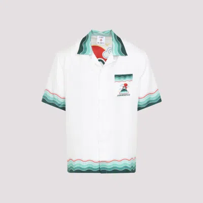 CASABLANCA WHITE PRINTED LOGO SHIRT