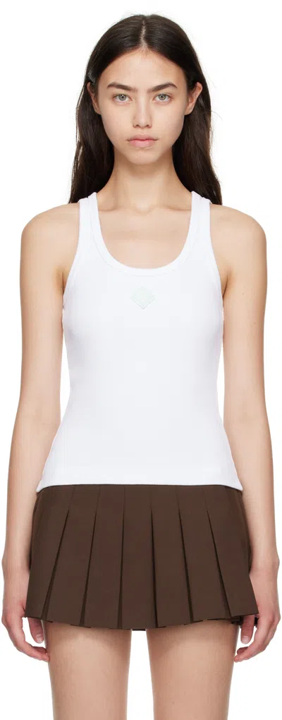 Casablanca White Ribbed Jersey Tank Top
