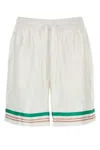Casablanca Mens Casa Way Graphic-print Drawstring Silk Shorts In White