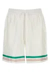 Casablanca Mens Casa Way Graphic-print Drawstring Silk Shorts In White