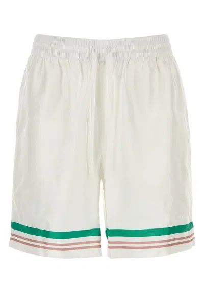 Casablanca White Satin Bermuda Shorts
