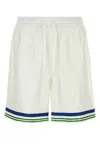 Casablanca Men White Satin Bermuda Shorts In White