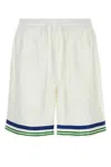 Casablanca Men White Satin Bermuda Shorts In White