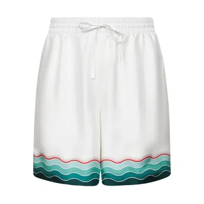 CASABLANCA CASABLANCA WHITE SHORTS - TRACK & RUNNING SHORTS MEN