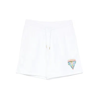 Casablanca Innocence Triangle Drawstring Graphic Track Shorts In White