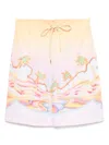 Casablanca Tropical Print Drawstring Waist Knee Length Shorts In Multi