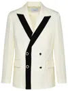 CASABLANCA CASABLANCA WHITE SILK BLEND BLAZER JACKET