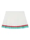 Casablanca White Silk Pleated Striped Skirt In White