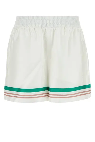 CASABLANCA WHITE SILK SHORTS