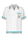 Casablanca Mens Tbc Cuban-collar Graphic-pattern Silk Shirt In White