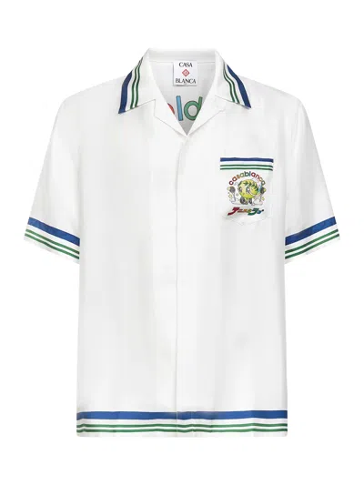 Casablanca White Silk Twill Tennis Mascot Shirt