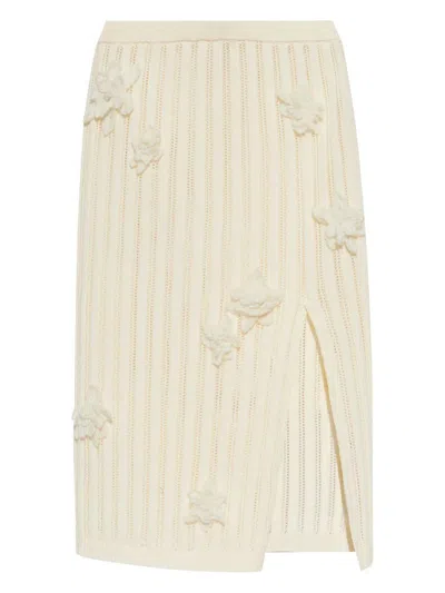 Casablanca White Skirt With Patches In Neutral