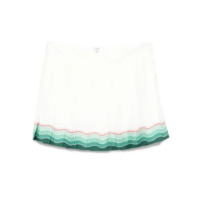 Casablanca Mini Skirt With Pleated Design And Color Block In White