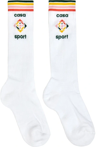 Casablanca White Sport Socks In Casa Sport Pink