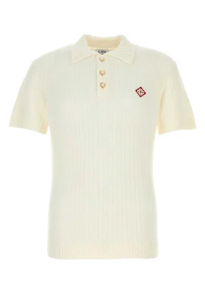 Casablanca Boucle Polo Shirt In White