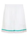 Casablanca Mens Casa Way Graphic-print Drawstring Silk Shorts In White