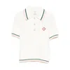 Casablanca Textured Cotton Polo Shirt With Contrast Collar In Neutral