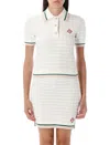 Casablanca Textured Cotton Polo Shirt With Contrast Collar In White