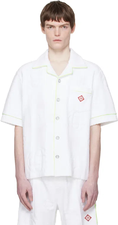Casablanca White Towelling Monogram Short Sleeve Shirt