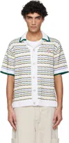 Casablanca Cotton Tuck Stitch Button-up Sweater In Multi