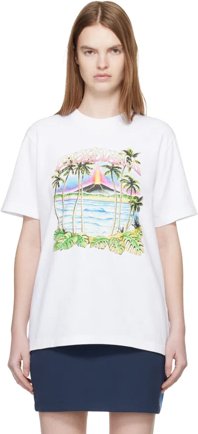 Casablanca Volcano Print T-shirt In White
