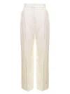 CASABLANCA WHITE WIDE LEG TAILORED TROUSERS IN SILK BLEND WOMAN