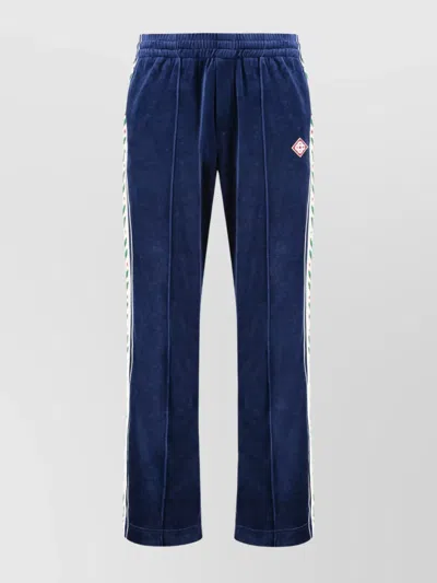Casablanca Wide Leg Cotton Blend Trousers With Chenille In Black